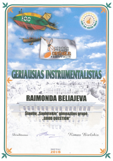 R.Beliajeva ir Good Question (diplomas, Festivalis "Muzikos dirižablis")
